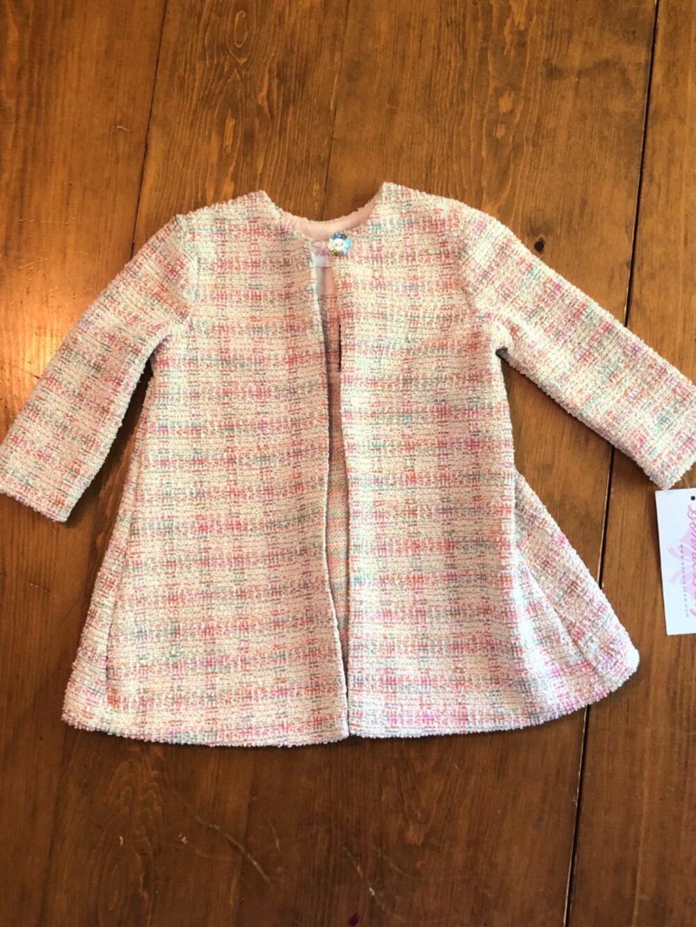 Bonnie Baby NWT Chanel Inspired Tweed Baby Girl Pastel Dress Coat Estimate 3-6M - Picture 7 of 7